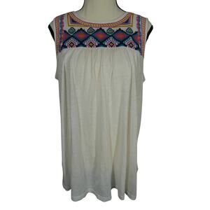 Artisan NY Women's Medium Sleeveless Tunic Embroidered Boho Peasant Aztec